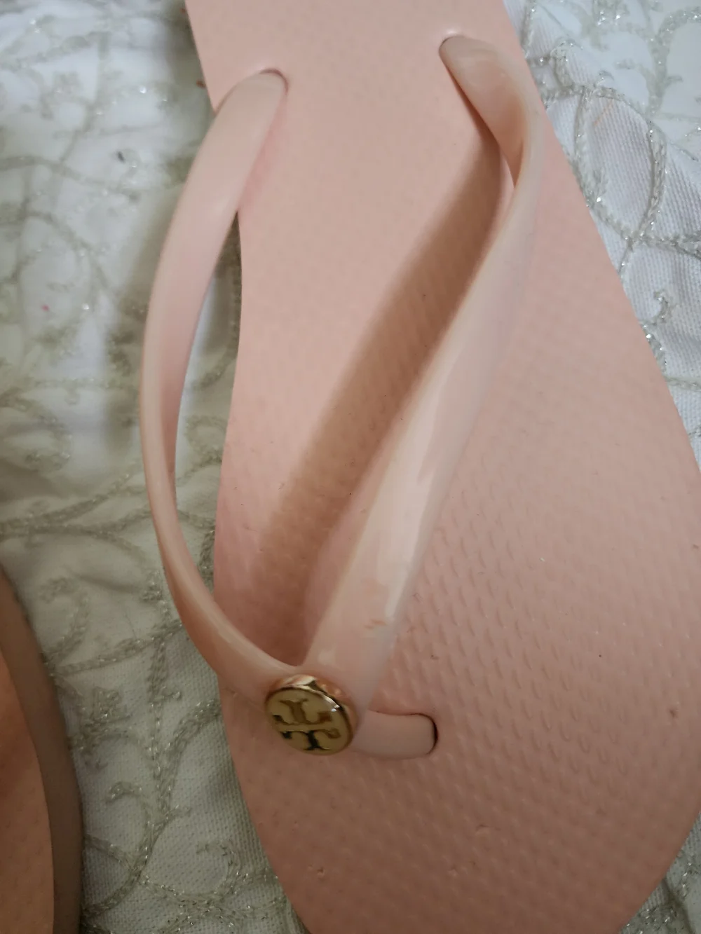 Tory Burch Pink Logo Flip Flops